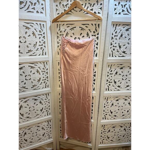 House of CB Giuliana Ballerina Pink Satin Maxi Skirt Size XS Extra Small - Picture 6 of 10